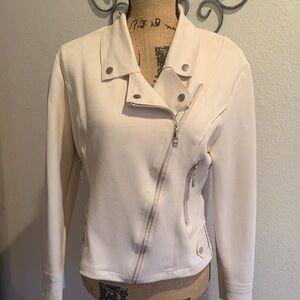 Elegant Cream Leather Jacket for Women
